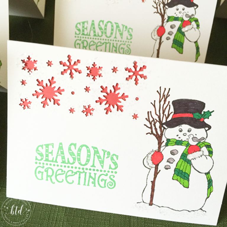 Handmade DIY Christmas Cards Stamped Snowman