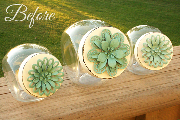 Clearance Minty Blue Flower Lid Craft Jars Before Spray Paint