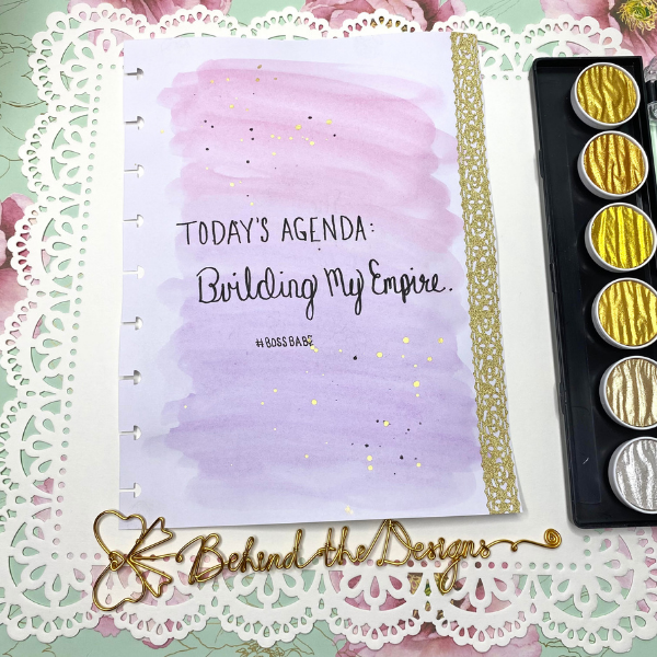 Happy Planner Created Vision Board Cover using Watercolor Paints Lettering | Behind the Designs Blog