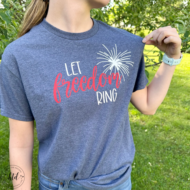 Patriotic Let Freedom Ring T-Shirt Using Cricut + Free SVG