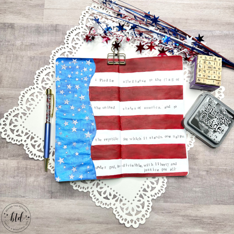 Stars & Stripes Art Journal Spreads Using Paint and Stencils