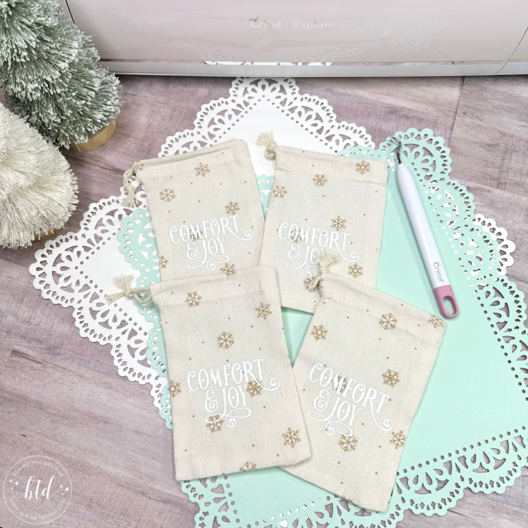 Comfort & Joy Snowflake Fabric Gift Pouch Using Cricut